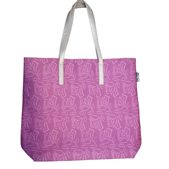 Lancome Fushia Pink Gold 2 Strap Shopper Tote Bag 17" x 15" - Picture 2 of 11